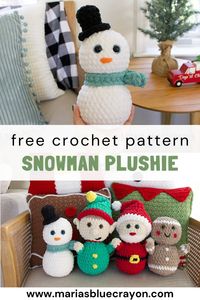 This adorable snowman plushie uses blanket yarn to make this amigurumi extra squishy and soft. The free crochet pattern is easy to follow and works up quickly.