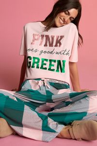 Pink Wicked Slogan Cotton Short Sleeve Pyjamas - Image 1 of 5