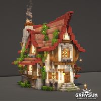 A minecraft red cottage design! - Support my work on patreon and request my builds as a benefit !