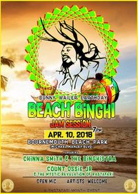 Consert Poster - Bunny Wailer - 2018, Apr 10 - Bournemouth Beach Park, Bournemouth, UK (Beach Binghi Jam Session)