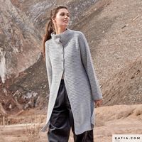 Create an elegant long crochet cardigan with Silky Lace by Concept by Katia. This frock coat with a funnel neck is fastened with 5 buttons at the top and has side slits for added comfort. Get the pattern to knit this versatile garment in all your favorite colors!