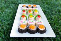 We celebrated a birthday at work today and I brought these sugary sushi snacks. Amy, the birthday girl, is a fan of good sushi so I figur...