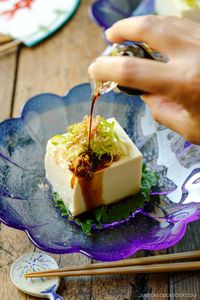 Hiyayakko or Japanese Cold Tofu is a perfect appetizer or side dish that you can whip up instantly! You‘ll love how smooth and silky it tastes. For many fun variations, feel free to switch up the toppings. Serve the tofu on a hot summer day and enjoy it with a cold beer. {Vegan/Vegetarian Adaptable} #coldtofu #hiyayakko #tofu | Easy Japanese Recipes at JustOneCookbook.com