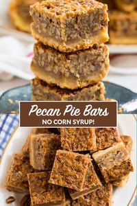 The BEST pecan pie bars! Made with shortbread crust, maple syrup, and brown sugar, this easy pecan pie bars recipe is perfect for holidays.