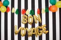 BON VOYAGE 16 Inch Letter Balloons Rose Gold Silver Leaving Party Retirement