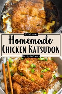 Chicken Katsudon is a new way to enjoy chicken katsu with a thick eggy sauce that adds incredible flavor to the chicken and rice. It’s a flavorful dish that’s perfect for lunch or dinner!