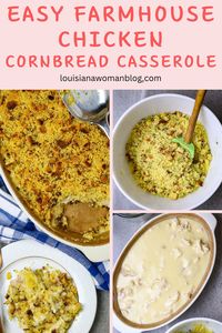 Bake this Easy Farmhouse Chicken Cornbread Casserole, and it will soon become a family favorite. The creamy chicken filling sandwiched between flavorful cornbread layers tastes like a cornbread dressing. It's so easy to prepare, too!