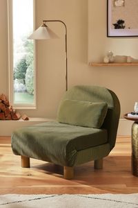 Relaxed Chenille Olive Green Palma Single Sofa Bed - Image 1 of 12