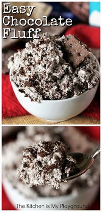 Easy Chocolate Fluff ~ This super easy Chocolate Fluff dessert is simple creamy no-bake chocolate comfort at its best, whipped up in no time flat. Kid-friendly and loved by the grown-ups, too! www.thekitchenismyplayground.com