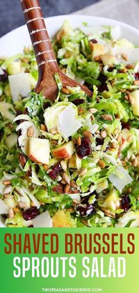 Looking forward for a perfect salad this Thanksgiving or Christmas dinner? Learn to make simple shaved brussels sprouts salad recipe with sweet, salty,crunchy and tangy taste! It's a perfect salad for any meal. Save this pin later!