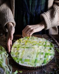 Latticed leek and Stilton tart with oat and walnut pastry