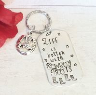 #LifeisbetterwithCowboyboots #keyringforaLineDancer, #dancinggift, #HandStampedKeychain, #giftforher, #giftforhim, #cowboyboots