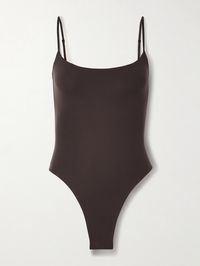 SKIMS' bodysuit is part of the label's 'Fits Everybody' collection that's loved for the way each design contours and hugs the figure. It's made from double-layered stretch fabric and has an elegant, scooped neckline and low back. The seamless thong appears invisible under clothing.