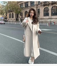 Korean Fashion Women Casual Loose Woolen Coat Elegant and Chic Solid Outerwear Long Overcoat with Belted Female Warm Cloak S: Bust 90cm, Waist 64cm, Shoulder 40cm, Length 102cm, Ralon Sleeve 66cm M: Bust 94cm, Waist 68cm, Shoulder 41cm, Length 103cm, Ralon Sleeve 67cm Outfit Ideas, Style, Outfit, Clothes, Pretty Outfits, Fashion, Thanksgiving Outfits, Thanksgiving Looks Outfits, Friendsgiving Outfit, Thanksgiving Outfit ideas, Cute Thanksgiving Outfits