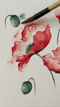 Watercolor Poppies Tutorial. Full length tutorial with explanation on @s...