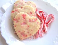 Wonderfully pretty candy studded, heart                  Peppermint Shortbread cookies.