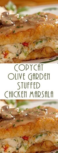 The rich and creamy marsala and mushroom sauce was amazing and complimented the stuffed chicken breast perfectly. Stuffed Chicken Marsala is one of my favorites at the Olive Garden. With this recipe, I can make it anytime I want!