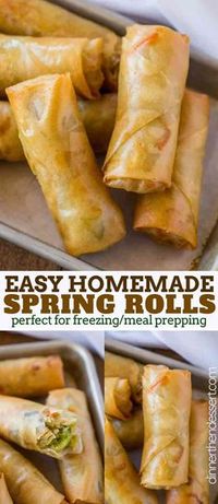 Spring Rolls are the vegetarian super light, crispy and tender vegetarian appetizer cousin of the traditional egg roll. | #chineserecipes #chinesefood #eggrolls #springrolls #dinnerthendessert #appetizers #dimsum