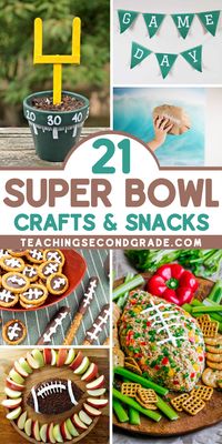 The biggest game of the year is just around the corner, and we've got some great Super Bowl Ideas for football-themed crafts and snacks for all ages. #teachingsecondgrade #superbowl #kidscrafts #kidssnacks #footballtheme | Football Themed Snacks | Football Crafts | Superbowl Ideas | Easy Kids Activities | Super Bowl Ideas for Kids