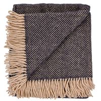 Highland Tweed Herringbone Pure New Wool Throw ~ Black ~ – Prince of Scots