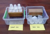 In this activity, students build simple models to demonstrate the differing impacts of melting land ice and sea ice on sea level rise.