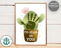 I'm Stuck on YOU Cactus Handprint Art Printable Hand Print Craft Grandparent's Day Gift Father's Day Mother's Day Kids Preschool Toddler DIY