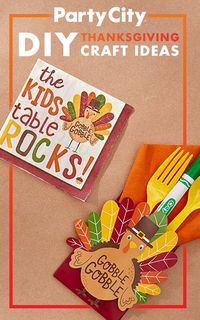 Shop Party City for Thanksgiving kids’ table and classroom party supplies.