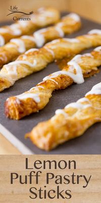 These Lemon Puff Pastry Sticks are flaky and delicious with a light sweet lemon filling and a nice lemon icing drizzle.