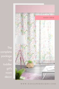 Spruce up your little girls room this summer with this colorful fox in a floral woodland. Window curtains soften a room and bring it to life. Available in sheer or blackout curtain fabric. Perfect for your newborn baby nursery decor too. Find matching wallpaper and wall art prints in our sister store #OzscapeDesignsArt. Shop these curtains now @ #OzscapeHomeDecor here: https://etsy.me/3q3Xb2M #girlwoodlandnursery #girlwoodlandbedroom #girlbedroomdesigns #woodlandcurtains #floralcurtains #floral