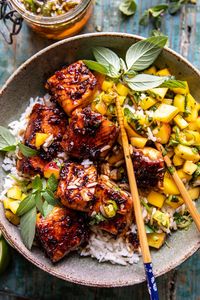 Crispy Honey Ginger Salmon Bowl.