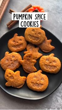 8min · 36 servings  If you're looking for Halloween recipes, then look no further! These soft pumpkin cookies are perfect for the fall season. Your kids will love making these spooky treats. https://mariasmunchies.com/pumpkin-spice-cookies/  Ingredients for pumpkin spice cookies:   • 1/4 cup pumpkin puree  • 1/2 cup vegan butter  • 1/4 cup brown sugar  • 1/2 cup organic cane sugar  • 1 teaspoon vanilla extract  • 1 3/4 cup all-purpose flour  • 2 teaspoons baking powder  • 2 teaspoons pumpkin pie spice  • 2 teaspoons cornstarch  • 1/4 teaspoon salt  • 1 tablespoon cinnamon sugar, for topping  Full instructions:  • https://mariasmunchies.com/pumpkin-spice-cookies/