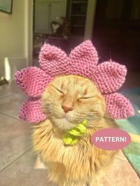 Note: this is a PDF Pattern not a final product (final product can be found in Etsy storefront). This crochet flower cat hat is the cutest little design for your pet! You can turn your kitty into a sunflower, daisy, and other flowers depending on the petal colors you choose:) This cat hat includes a base with two ear holes and a chin strap so that it will fit securely and snuggly on your cats head. The earhole are also made to be larger than needed to give your cat more comfortability and allows this design to work for pretty much all adult cats. This pattern is fairly simple and includes:  sc- single crochet ch- chain sl- slip stitch inc- increase dec- decrease