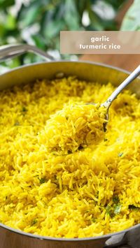 This soft & fluffy turmeric rice is quick and easy to make yet loaded with heavenly aromas to give you a burst of flavor in every bite. Fragranced with butter, turmeric, garlic, and onion, this one-pot middle eastern rice comes together in less than 20 minutes on the stovetop.