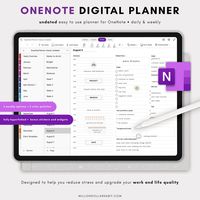 OneNote Digital Planner | Undated Weekly and Daily Digital Planner Templates and Stickers for iPad and Android | SUNDAY + MONDAY start included * The OneNote Planner * This digital planner is designed to upgrade your work & life quality, reduce stress, and help you get organized with easy to use planner templates. The OneNote digital planner is suitable for beginners, or digital planning pros looking for a customizable and straightforward planner that's easy to stick to. This version of the OneN