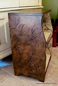 This blogger shows how she uses a Dremel tool to carve designs into wood projects she is redoing, restaining, repainting. Love this!