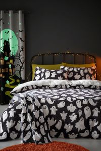 Buy Bedlam Grey Spooky Ghosts Plush Teddy Fleece Duvet Cover Set from the Next UK online shop