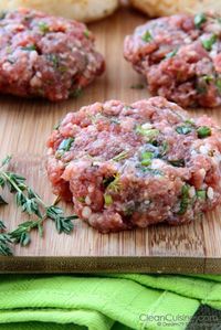 greek burgers - low carb -  ground chicken, juice of 1/2 lemon, 1 minced clove of garlic, 1/2 tsp of basil, 1/2 tsp of oregano, 1/4 c feta & salt & pepper to taste. served slider style on mini whole wheat pitas w/ tzatziki sauce.