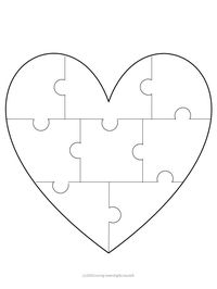 1 black and white heart puzzle template. Students draw one picture of something they love in each piece.