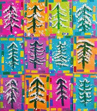 These bright winter trees by #1stgrade are making me so happy! Lesson inspired by @mrsgreenartartbaby #BroncoArts #MPSclassroom… | Instagram