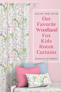 Bring some color and joy into your little girls bedroom with our pretty floral woodland fox animal window curtains. Available in blackout or sheer, our little girls toddler bedroom decor will have your kiddos begging for bedtime. Discover matching bedding and blankets, floor rugs and pillows and wall art prints too. Shop our floral woodland fox collection of baby girl nursery & toddler girls room decor @ OzscapeHomeDecor & OzscapeDesignsArt. You can check out our playful kids bathroom decor too