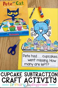 Cupcake Subtraction Craft Activity would make a great hands-on math activity for the kiddos. You can use it as a center, or you could use it as a visual while reading the book aloud to the class or group.