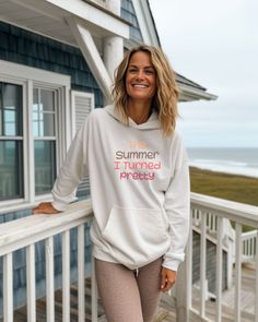 Summer Hooded Loungewear Tops, Hooded Cotton Top For Vacation, Hooded Top For Summer Loungewear, Cotton Hooded Top For Vacation, Spring Vacation Sweatshirt, Summer Vacation Cotton Hoodie, Summer Loungewear Hoodie With Drawstring Hood, Spring Hoodie With Kangaroo Pocket For Leisure, Cotton Hoodie For Summer Vacation