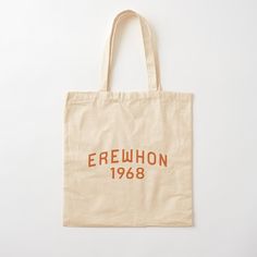 100% cotton reusable shopping carry bag with digital print on one side. Erewhon 1968 Vintage Cotton Tote Bag, Retro Cotton Bag With Letter Print, Retro Cotton Bags With Letter Print, Vintage White Cotton Canvas Bag, Vintage Tote Shoulder Bag For On-the-go, Retro Cotton Canvas Shopping Bag, Vintage Cotton Shopping Bag, Reusable Tote Shoulder Bag For On-the-go, Retro Cotton Bags With Graphic Print