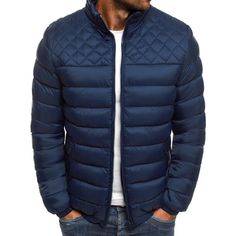 BOMBER JACKET "DIVERSITY"-Bomber-Pisani Maura-Navy Blue-XS-Pisani Maura Men Winter Jacket, Winter Puffer Jackets, Golf Jackets, Types Of Jackets, Warm Jacket, Cotton Jacket, Men Winter, Casual Jacket, Down Jacket