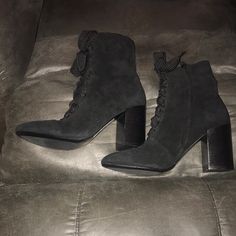 Really Soft Suede Leather Lace Up Booties With Side Zipper And 3” Heel Nwt Size 40 See Measurement Of Bottom Approximately 9 Inches Long Lace Up Booties, Soft Suede, Leather And Lace, Suede Leather, Bootie Boots, Ankle Boots, Zipper, Lace Up, Boots