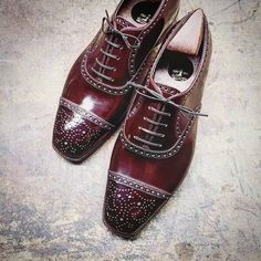 Handmade Burgundy Patina Oxford Genuine Leather Lace up Dress Formal Shoes on Storenvy