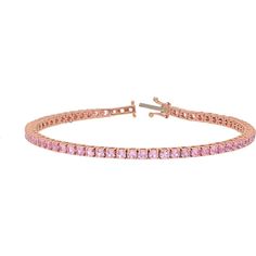 Sofer Jewelry - Pink Sapphire Tennis Bracelet in 14K Rose Gold Luxury Rose Gold Bracelets With Prong Setting, Sapphire Tennis Bracelet, Rose Gold Pink, Tennis Necklace, Metal Bracelets, Gold Set, Gemstone Bracelets, Tennis Bracelet, Eternity Bands