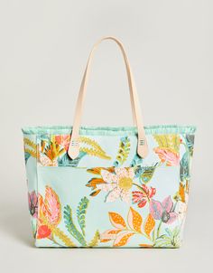 When it comes to totes, our splash-proof, stain resistant, laminated cotton Beach Tote is tote-ally sweet. This roomy bag with faux leather straps holds everything—and then some!—including the quick-get items in its convenient backside pocket. Best of all, it features a coated base that can stand up (literally!) to day after day of splashy fun. Pineapple Icon, Spartina 449, Woman Beach, To Day, Tropical Floral, Beach Tote, Sea Foam, Towel Set, Beach Towel