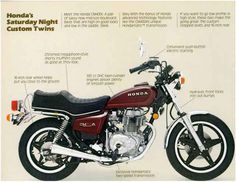 an advertisement for the honda motorcycle with information about it's parts and its features