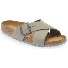 Birkenstock Siena Criss Cross Dove Gray Grey Soft Footbed Cork Sandals Slides Nwt New 42 9 11 Crisscross Straps In Velvety Suede Bring Cozy Comfort To A Supersoft Slide Sandal. The Cork-And-Latex Footbed Absorbs Shock And Mimics The Shape Of A Healthy Foot, While Pronounced Medial And Metatarsal Arches Support The Instep And Ball Of Your Foot. Original Birkenstock Soft Footbed; Anatomically Shaped Upper: Nubuck Leather Footbed Lining: Suede Sole: Eva Details: Two Straps, One With An Individually Beige Slip-on Footbed Sandals With Leather Footbed, Beige Leather Footbed Slip-on Sandals, Beige Closed Toe Sandals With Cork-bed Midsoles, Casual Beige Footbed Sandals With Leather Insole, Beige Leather Footbed Sandals With Flat Heel, Beige Flat Heel Leather Footbed Sandals, Suede Sandals Flats, Birkenstock Siena, Birkenstock Big Buckle